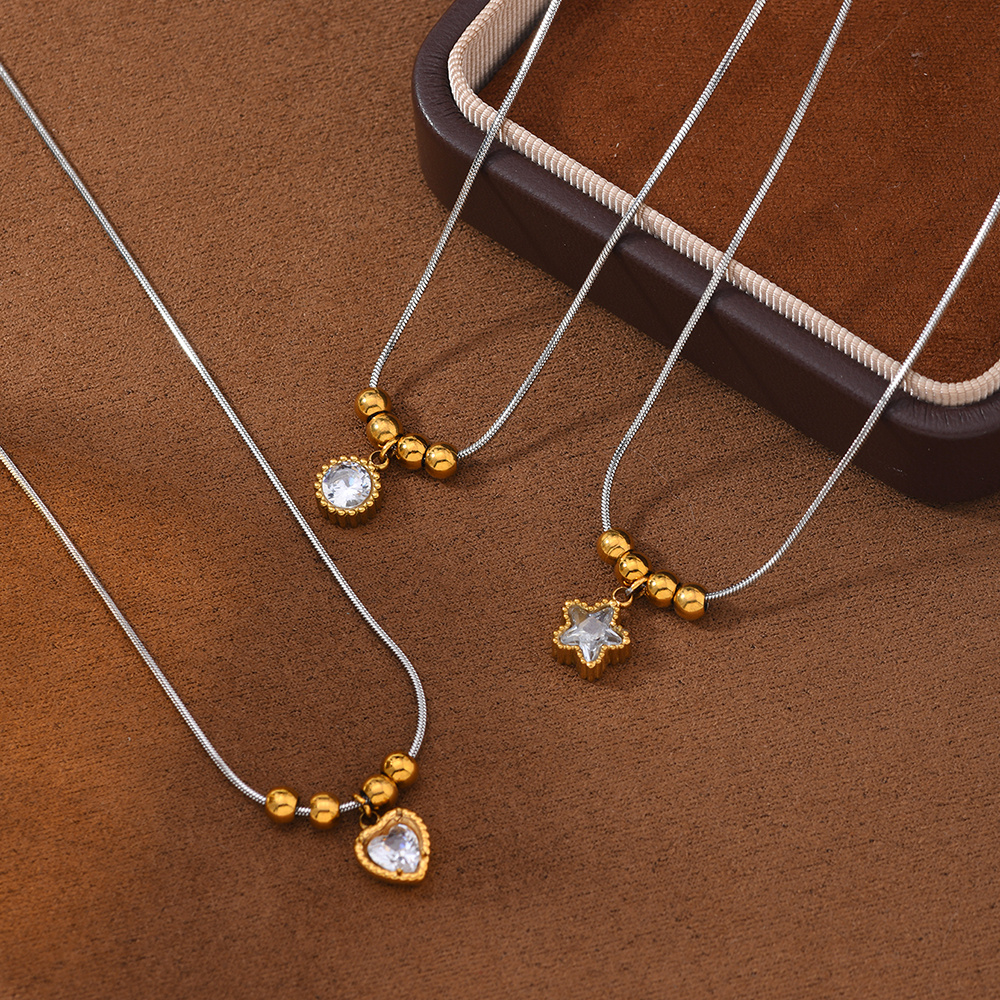 Women's 304 Stainless Steel Heart Necklace with Zirconia